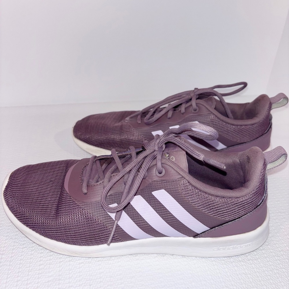 Adidas Cloudfoam Purple Lavender White Stripe Athletic Running‎ Shoes Womens 8.5